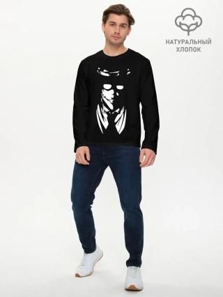 Мужской лонгслив базовый / Черно-белый Алукард