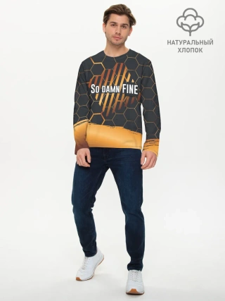 Мужской лонгслив базовый / So damn FINE | Neon Steel