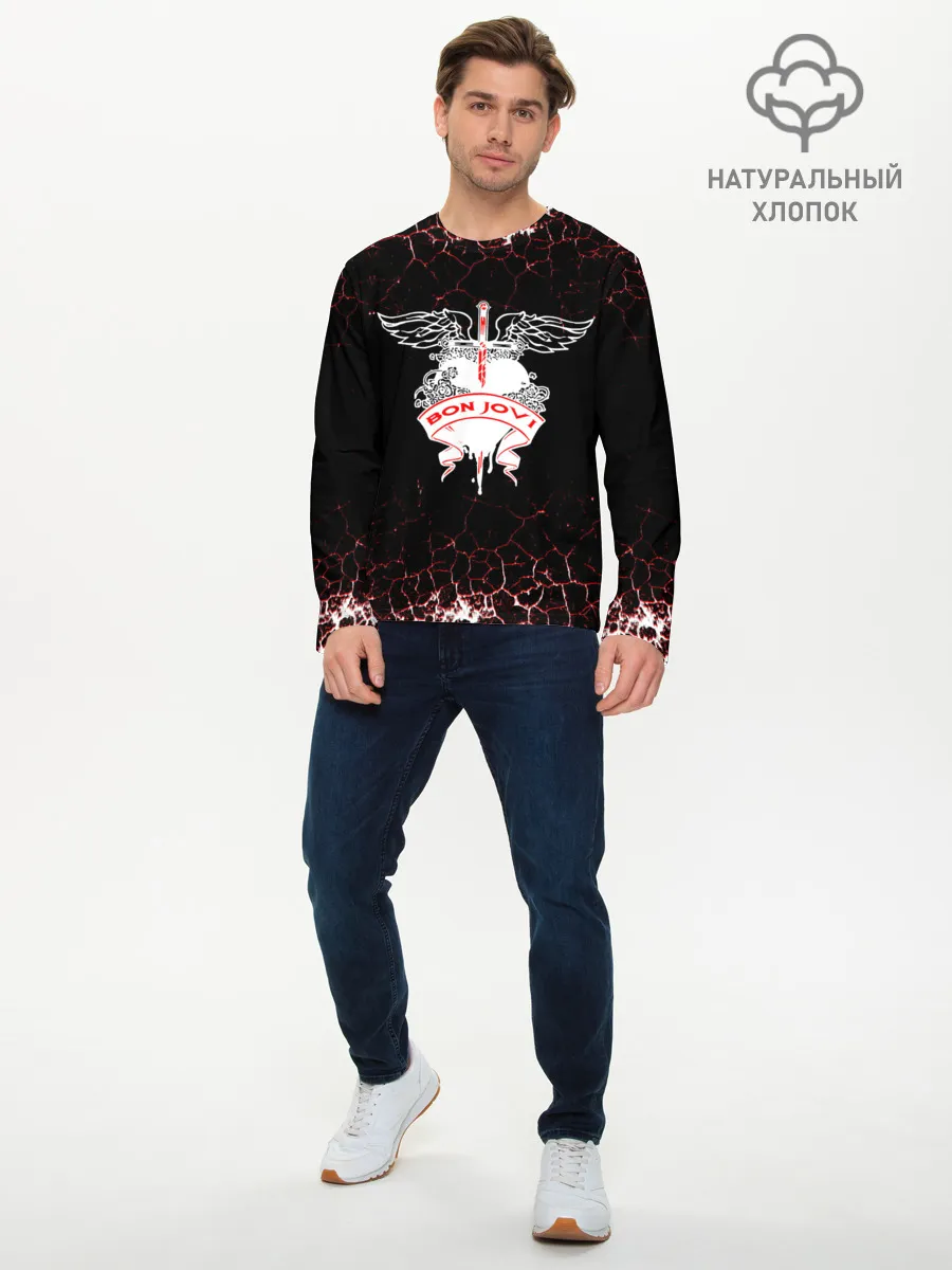 Мужской лонгслив базовый / bon jovi