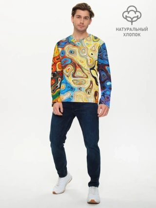 Мужской лонгслив базовый / Цветные абстрактные пятна