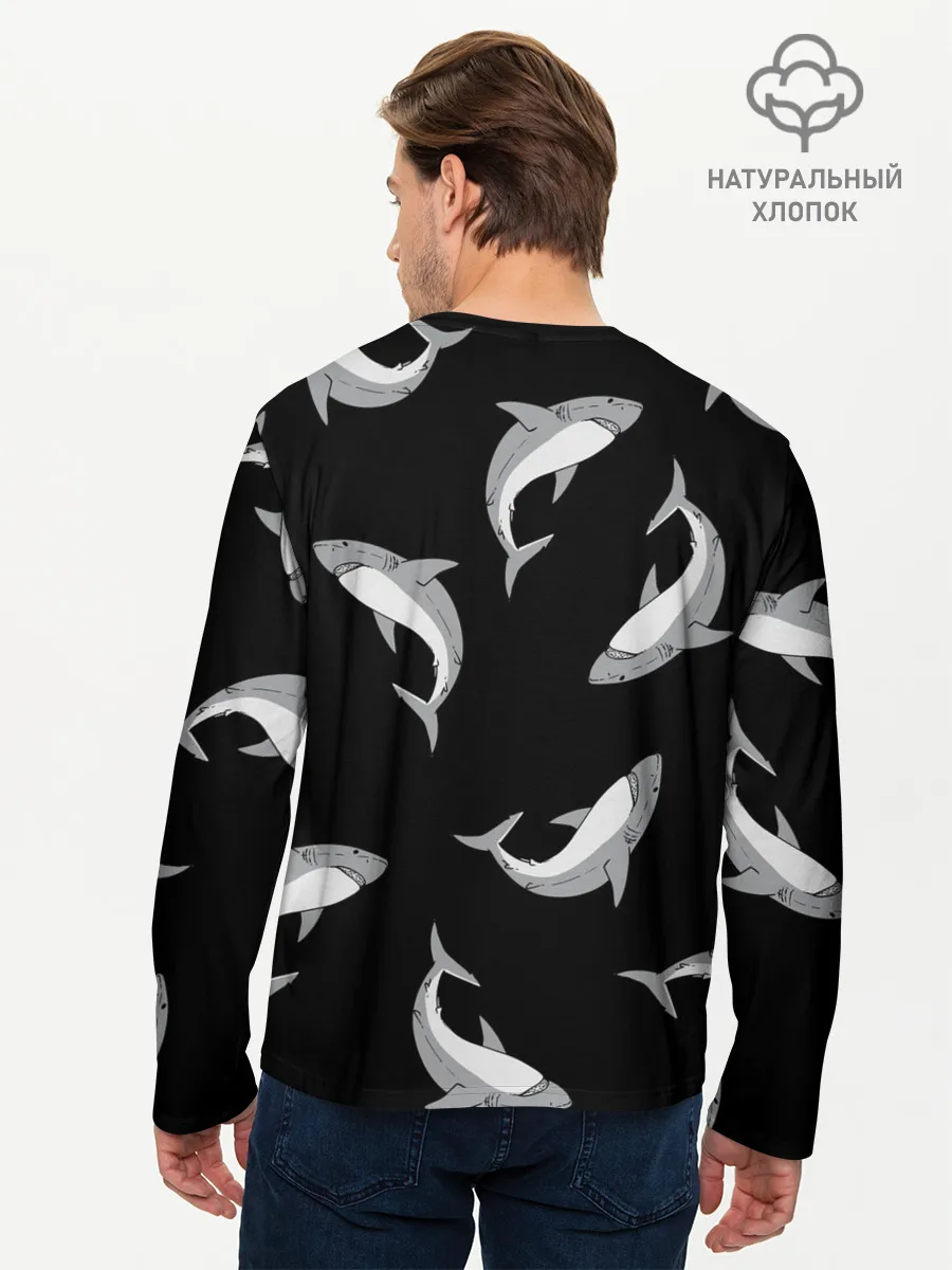 Мужской лонгслив базовый / Акулы
