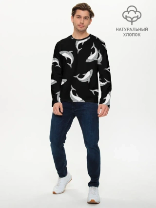 Мужской лонгслив базовый / Акулы