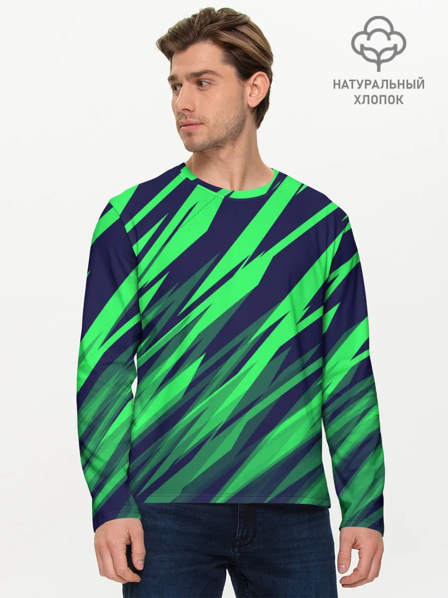 Мужской лонгслив базовый / Абстрактный дизайн ,,Зелень