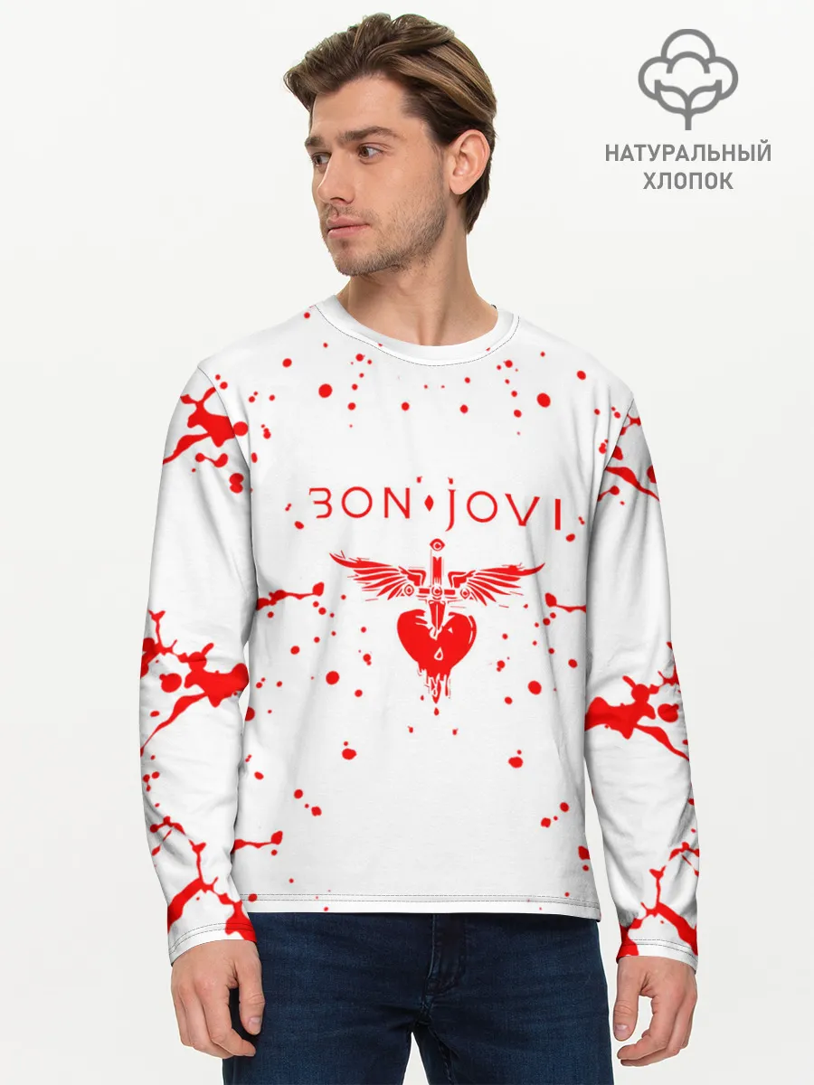 Мужской лонгслив базовый / bon jovi