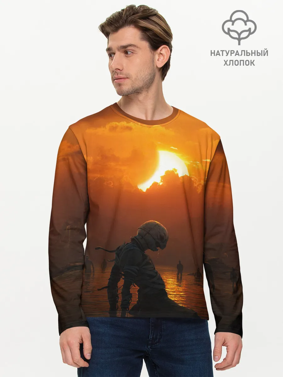 Мужской лонгслив базовый / Берсерк закат