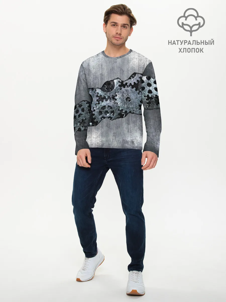 Мужской лонгслив базовый / Шестеренки