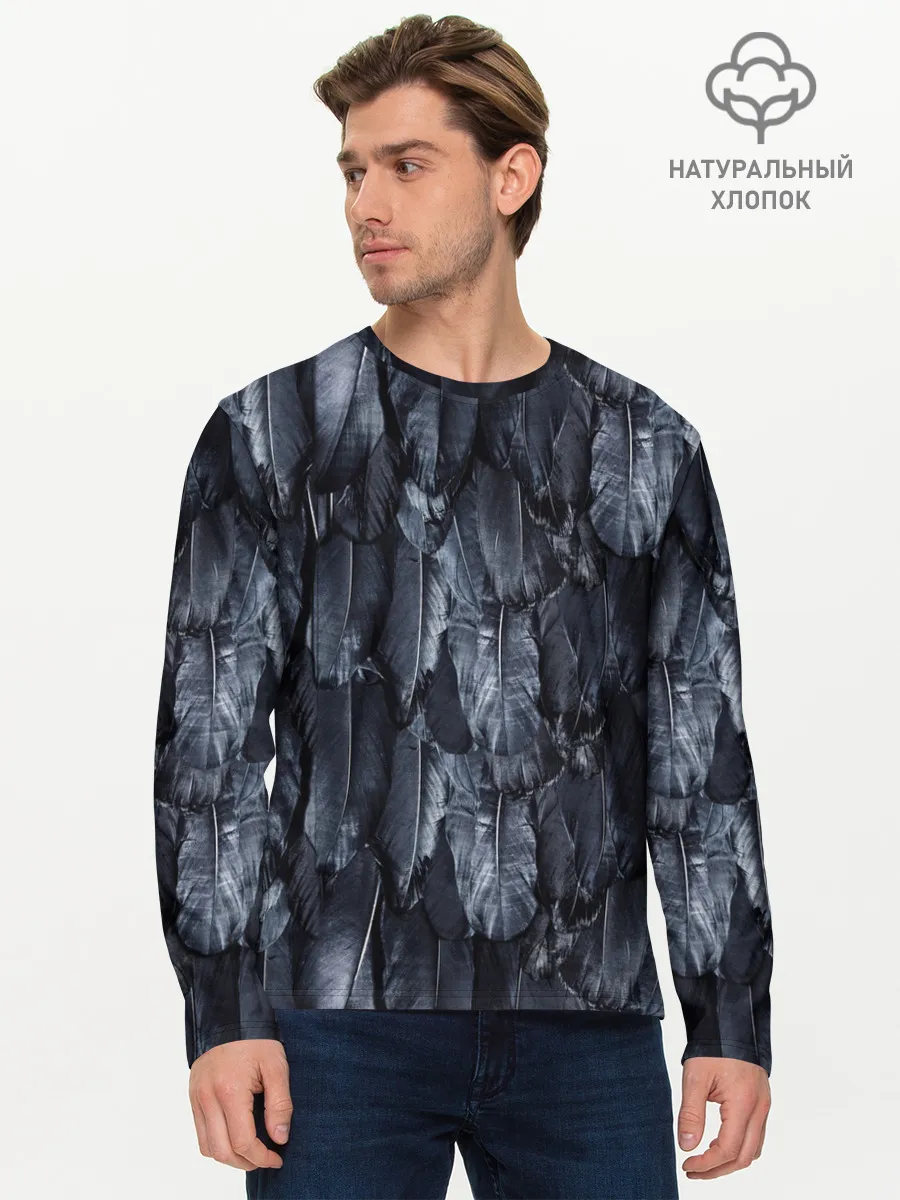 Мужской лонгслив базовый / Черный Ворон