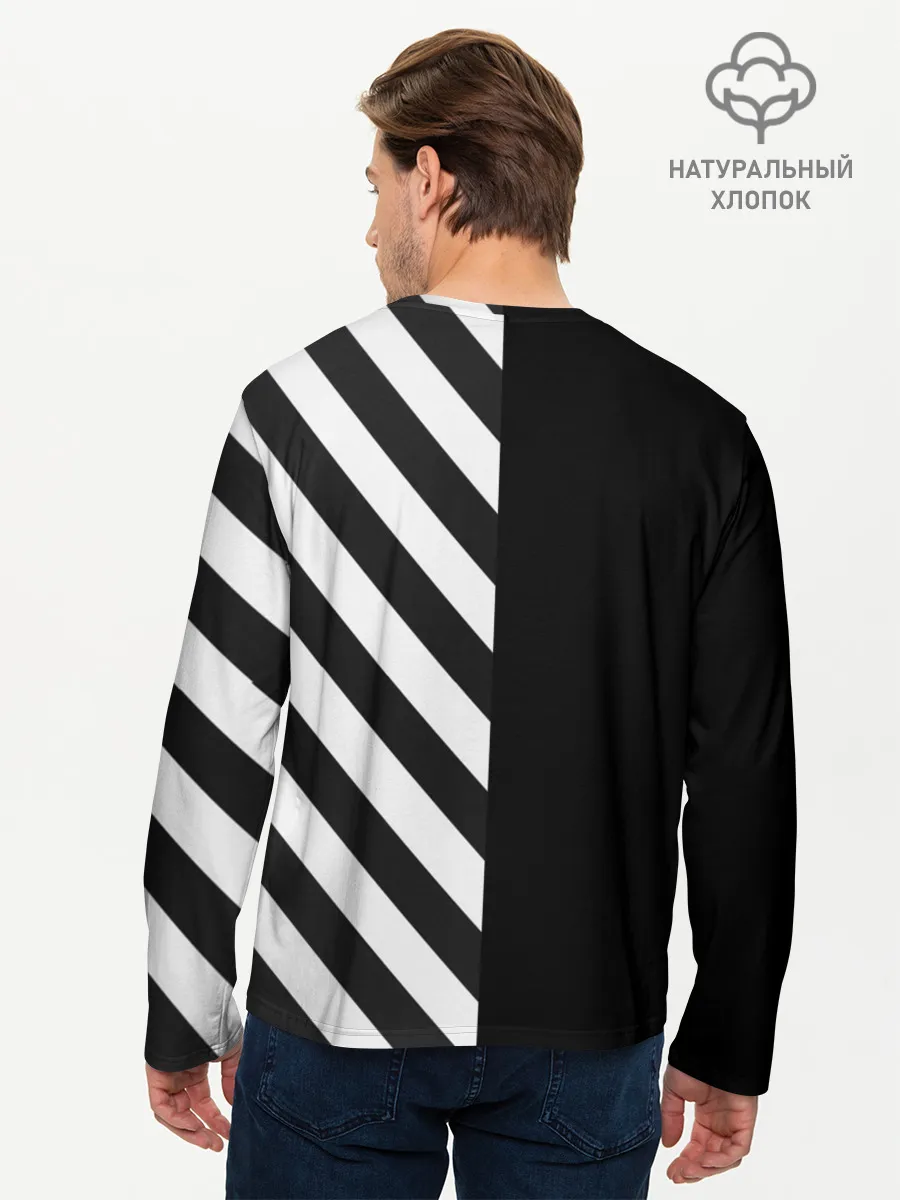 Мужской лонгслив базовый / Черно-Белые Полосы