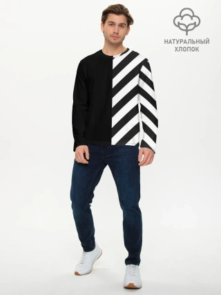 Мужской лонгслив базовый / Черно-Белые Полосы