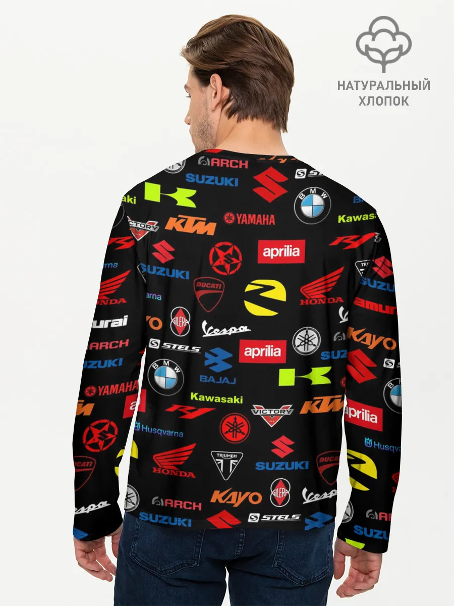Мужской лонгслив базовый / Motorcycle pattern | Мото паттерн