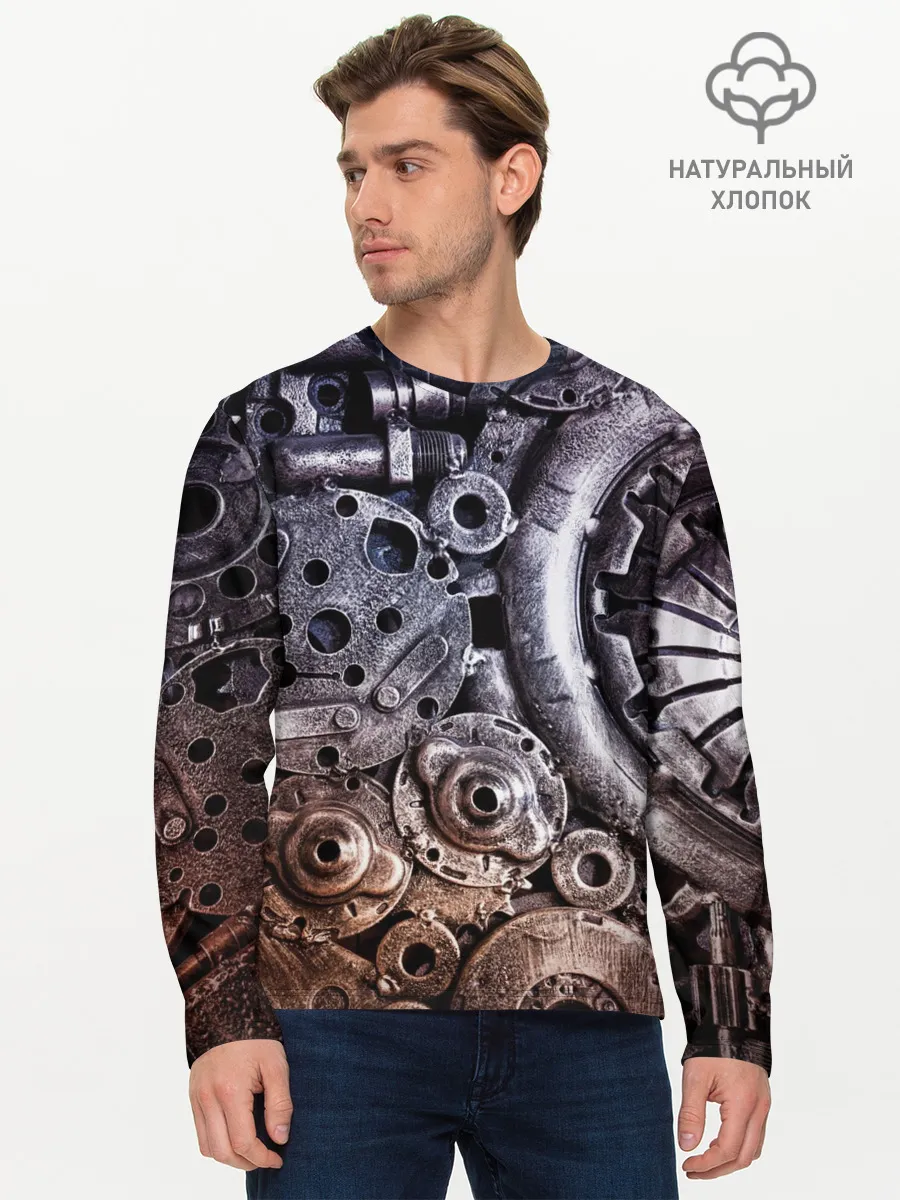 Мужской лонгслив базовый / СТИМПАНК | МЕТАЛ