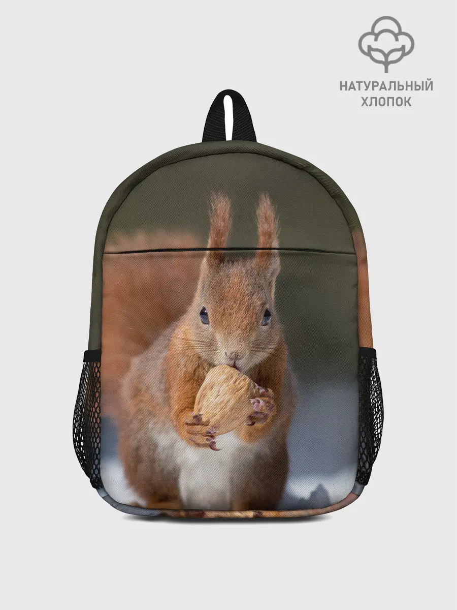 Рюкзак детский / белка с орехом на снегу