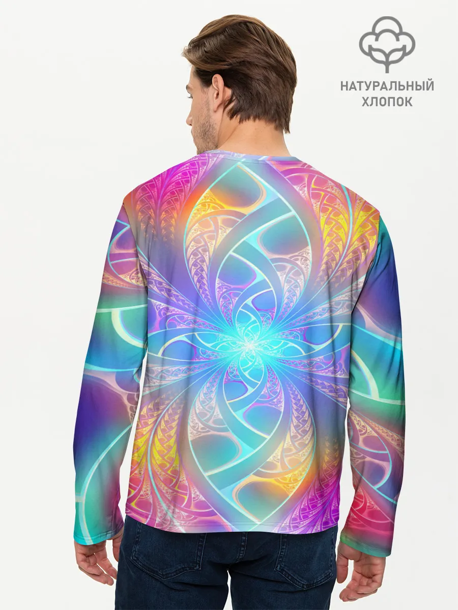 Мужской лонгслив базовый / Узоры / Абстракция /Неон
