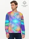 Мужской лонгслив базовый / Узоры / Абстракция /Неон
