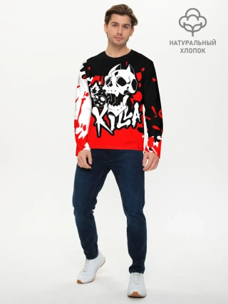 Мужской лонгслив базовый / KILLA красные брызги