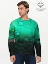 Мужской лонгслив базовый / Зеленые капли клетки