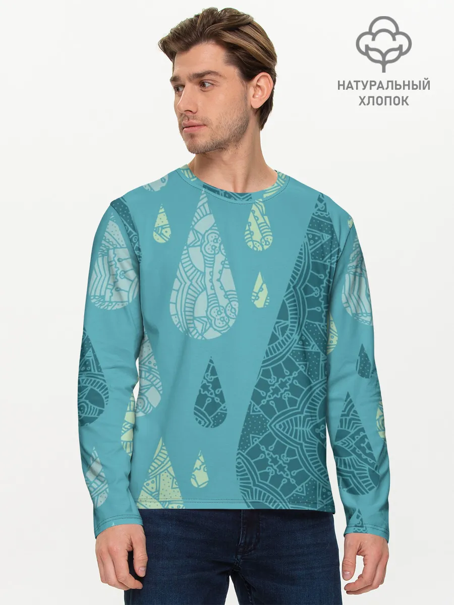 Мужской лонгслив базовый / Лесной узор
