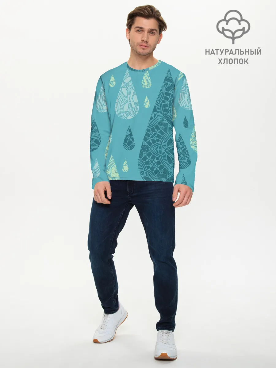 Мужской лонгслив базовый / Лесной узор