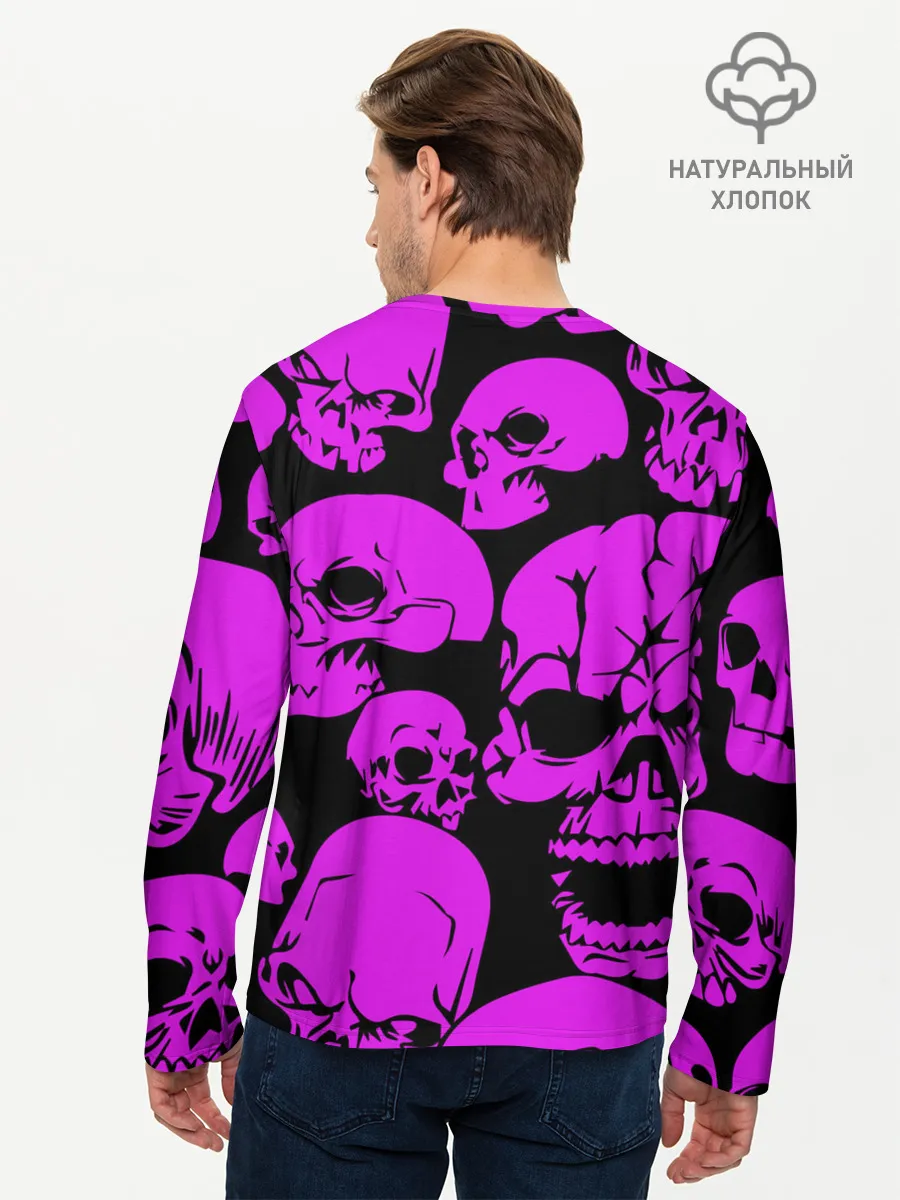 Мужской лонгслив базовый / KILLA фиолетовые черепа