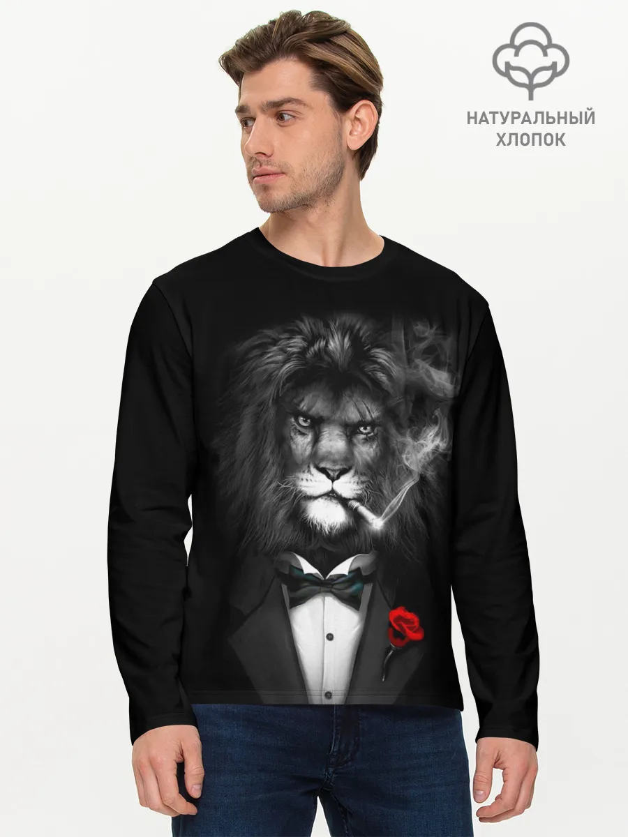 Мужской лонгслив базовый / Брутальный Лев