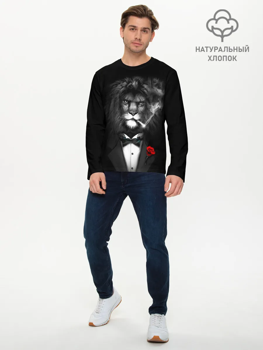 Мужской лонгслив базовый / Брутальный Лев