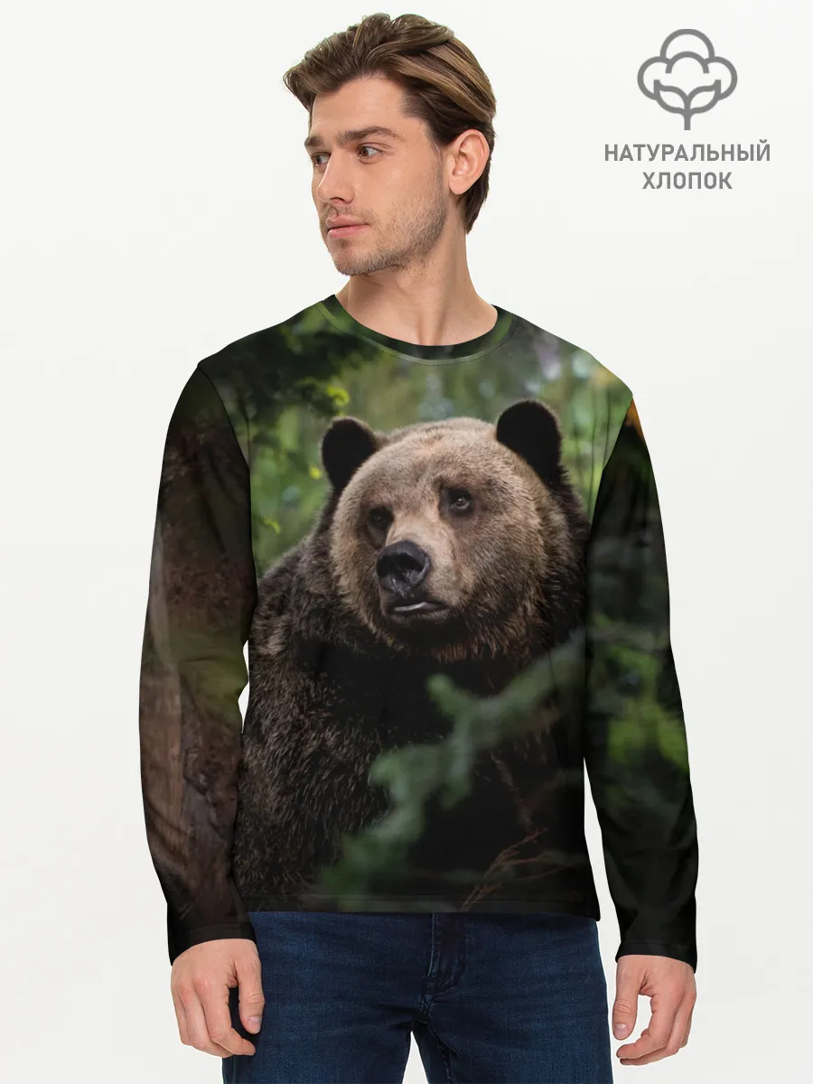Мужской лонгслив базовый / Медведь
