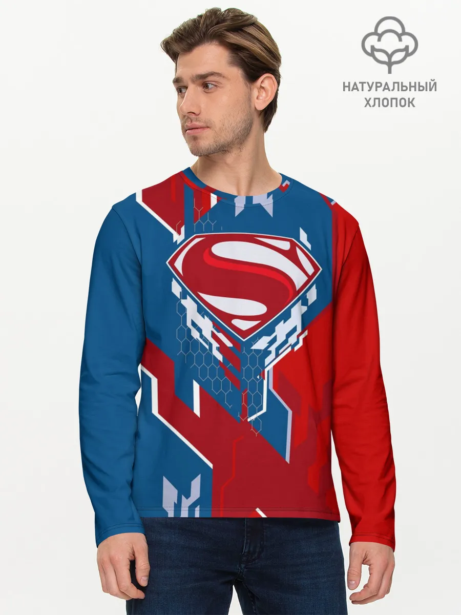 Мужской лонгслив базовый / Знак Супермен