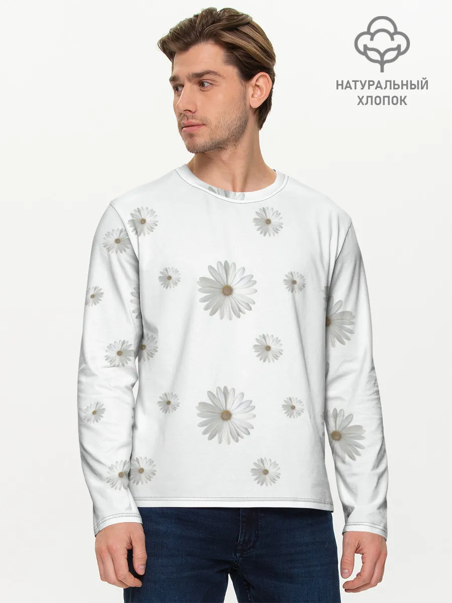 Мужской лонгслив базовый / Ромашки