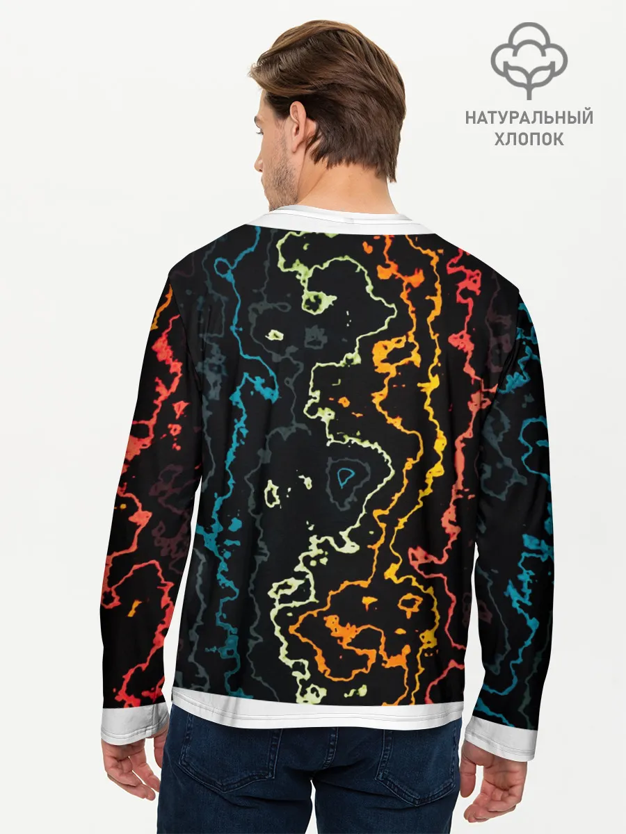 Мужской лонгслив базовый / линий,цветной,черный