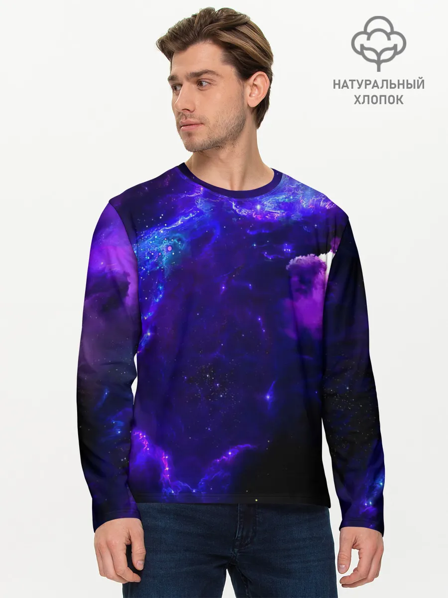 Мужской лонгслив базовый / Космическое небо