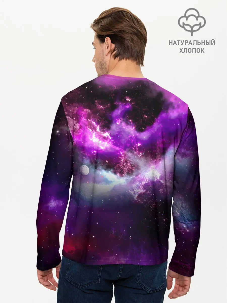 Мужской лонгслив базовый / Космическое небо