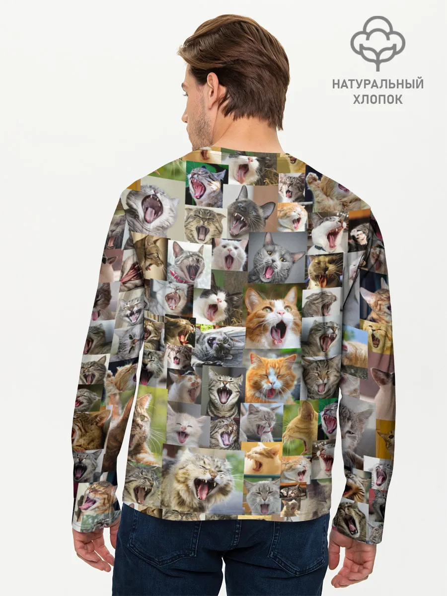 Мужской лонгслив базовый / Неко ахегао цвет