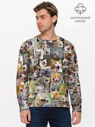 Мужской лонгслив базовый / Неко ахегао цвет