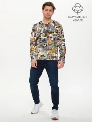 Мужской лонгслив базовый / Неко ахегао цвет