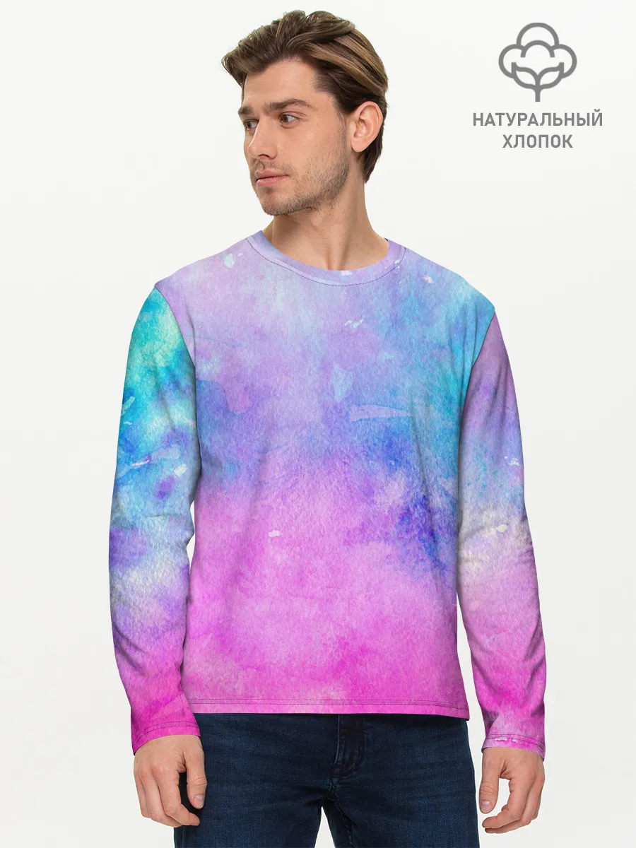 Мужской лонгслив базовый / Акварельные пятна