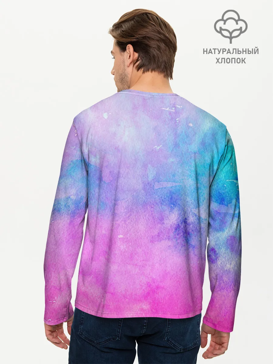 Мужской лонгслив базовый / Акварельные пятна