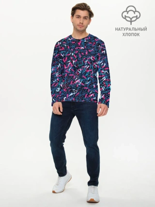 Мужской лонгслив базовый / Кристаллы и линии