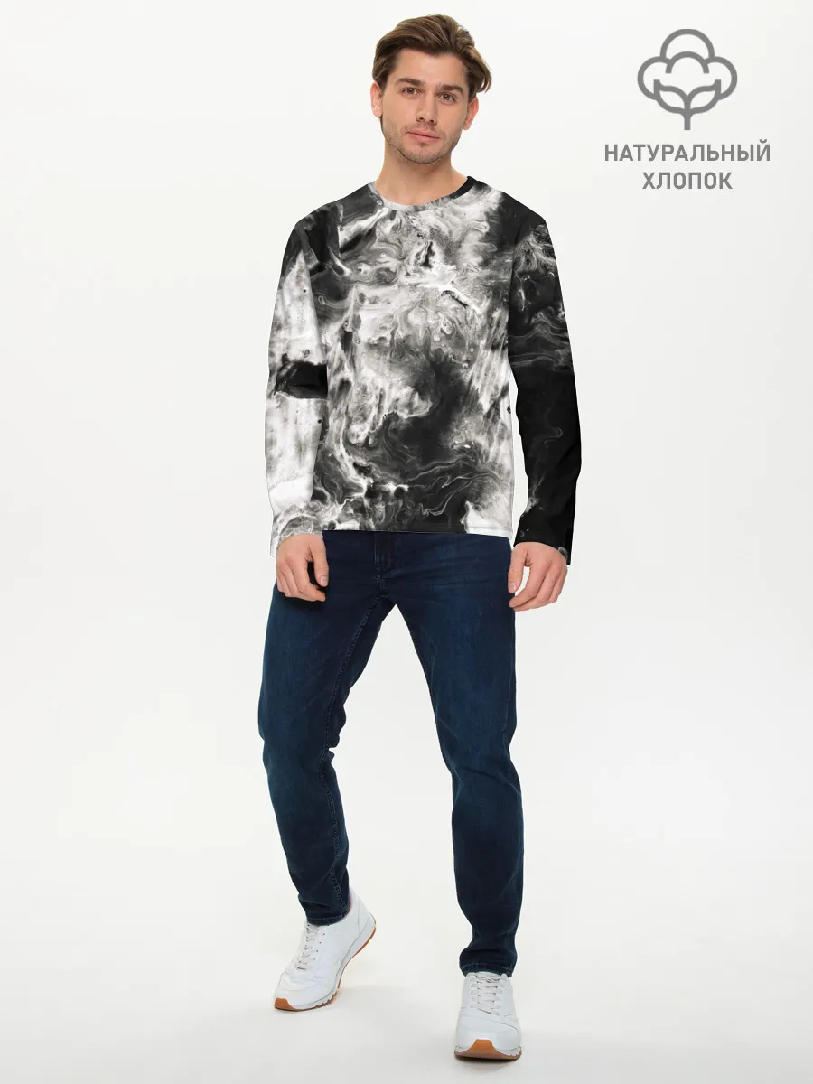 Мужской лонгслив базовый / Мрамор