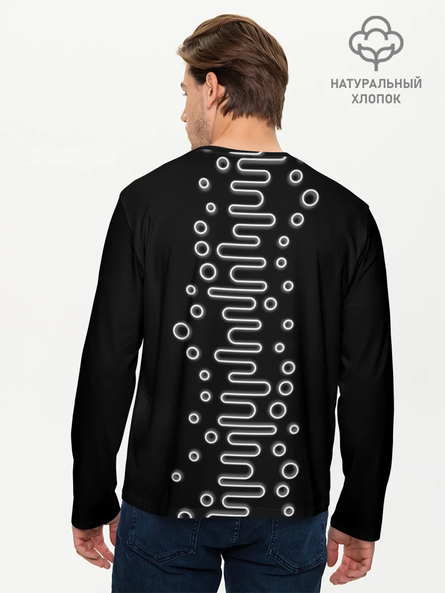 Мужской лонгслив базовый / Волны ТЕСЛА