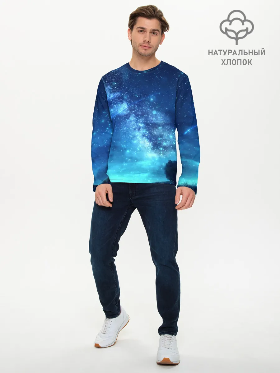 Мужской лонгслив базовый / Синяя Небо