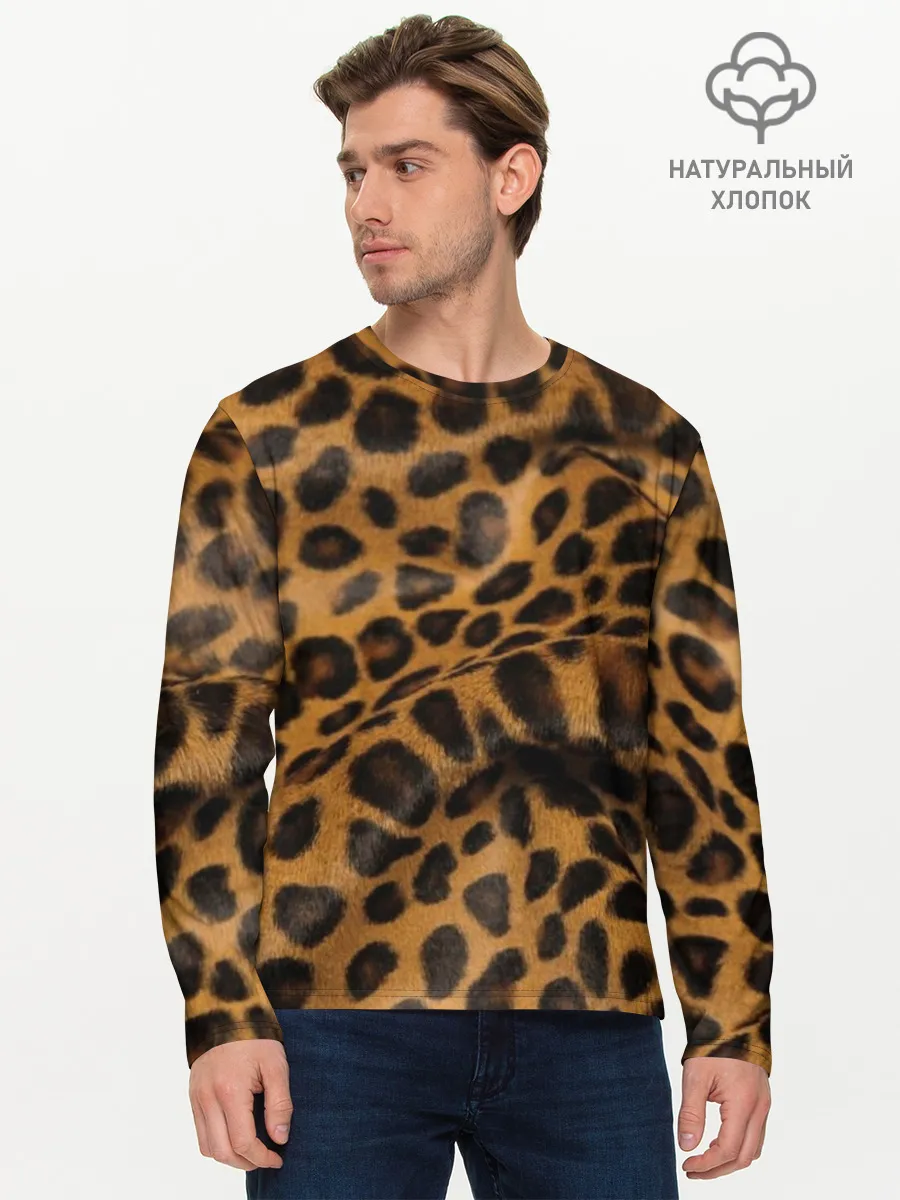 Мужской лонгслив базовый / Леопард