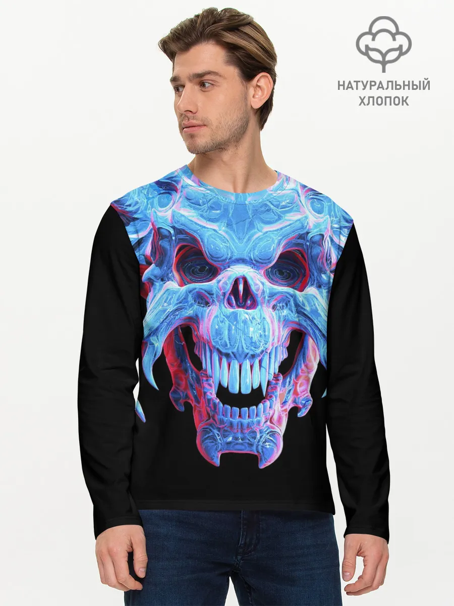Мужской лонгслив базовый / Череп Психоделика