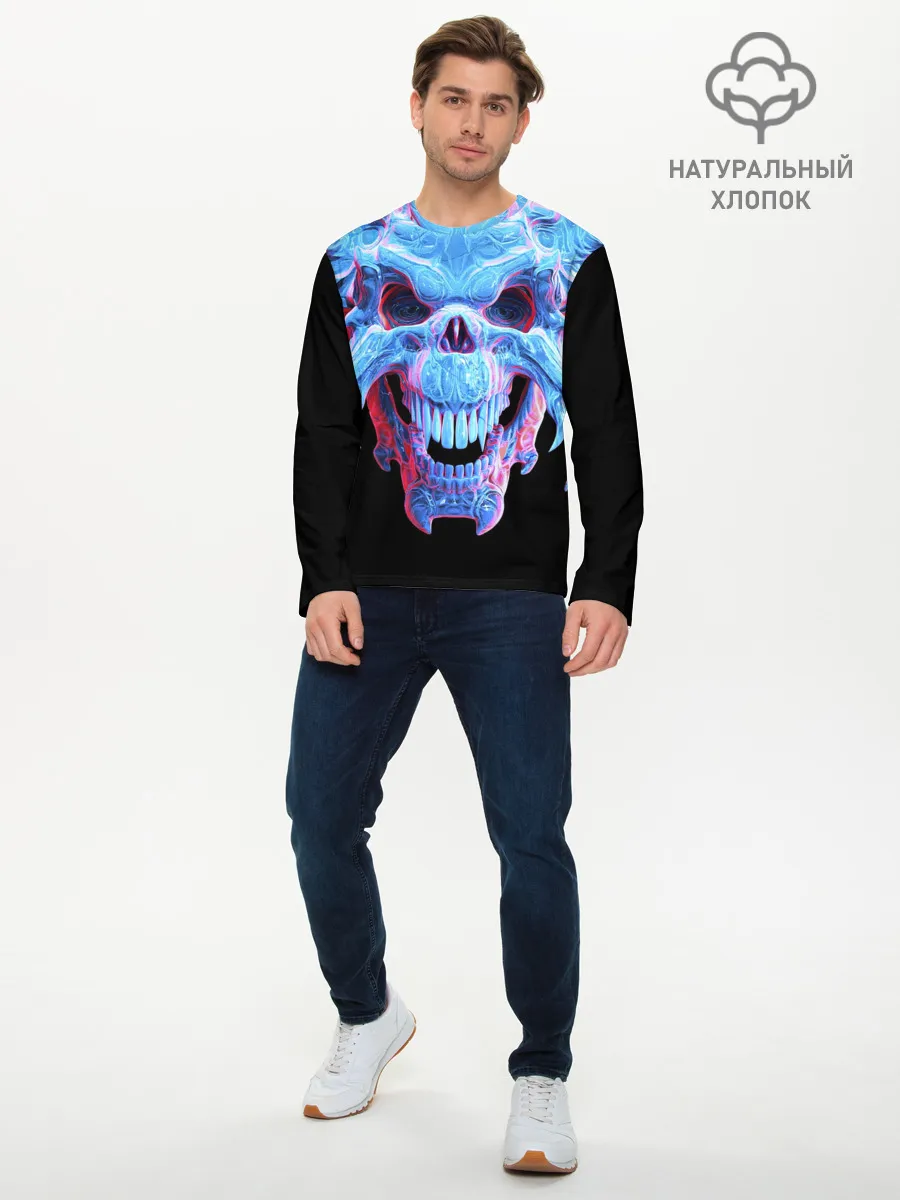 Мужской лонгслив базовый / Череп Психоделика