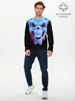 Мужской лонгслив базовый / Череп Психоделика