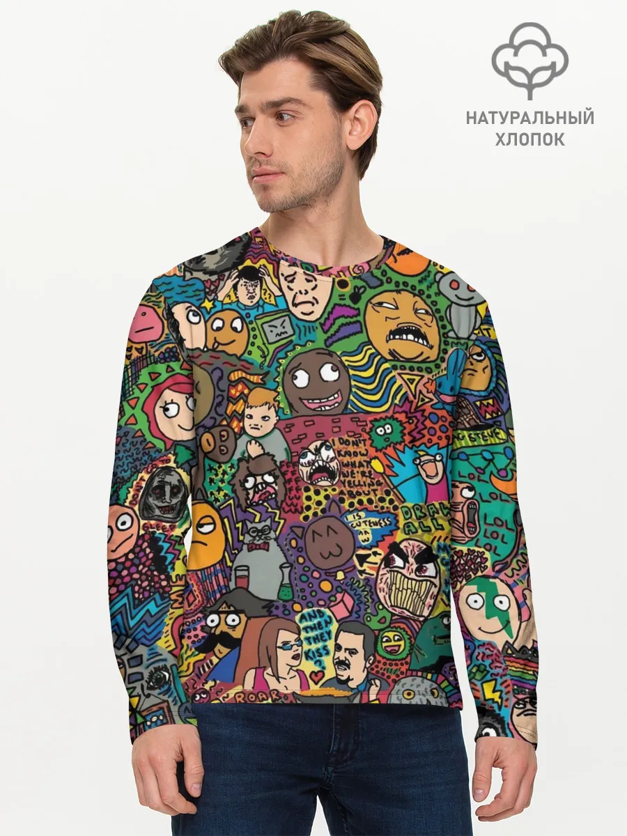 Мужской лонгслив базовый / Цветные мемы из ВК