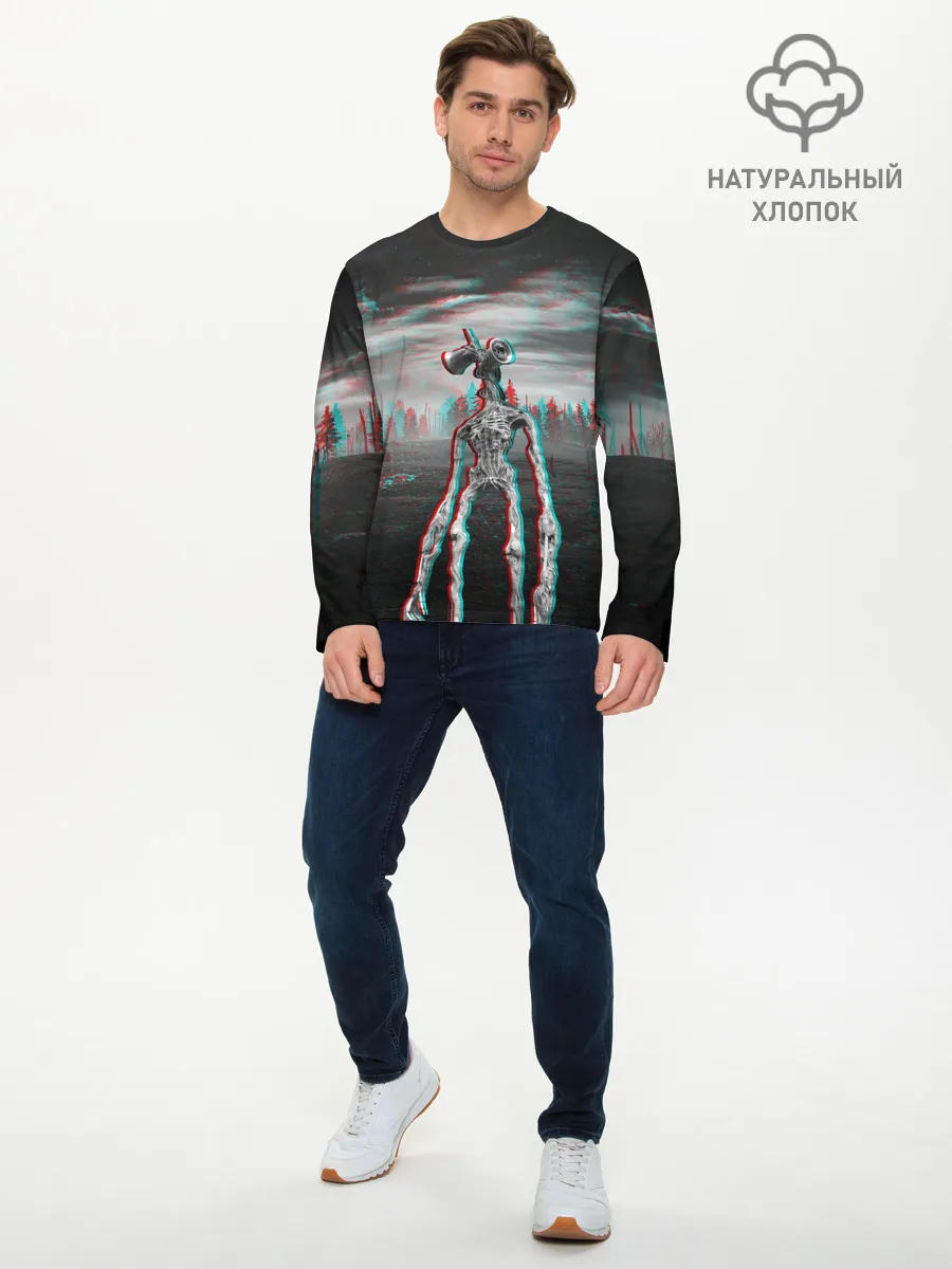 Мужской лонгслив базовый / Siren Head Horror Glitch