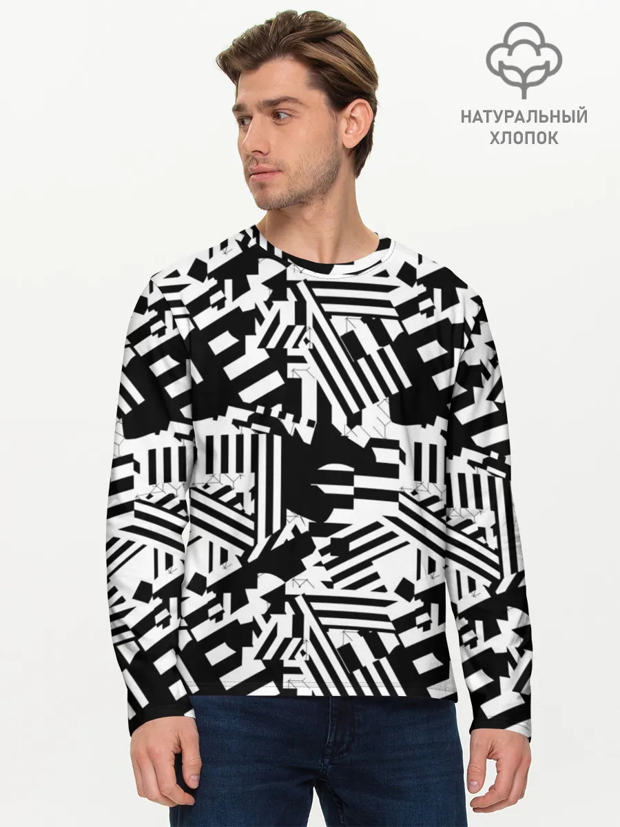 Мужской лонгслив базовый / Хаотичные линии