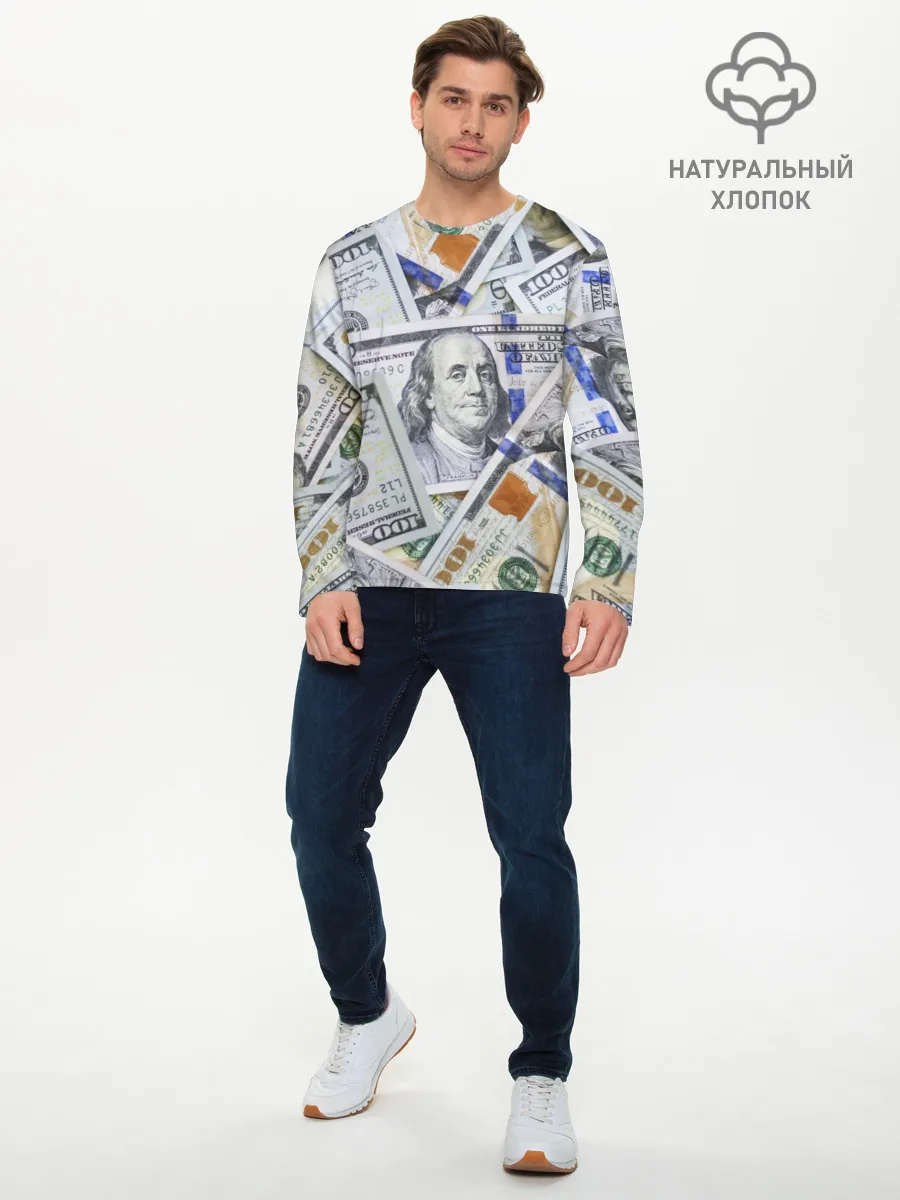 Мужской лонгслив базовый / Доллары