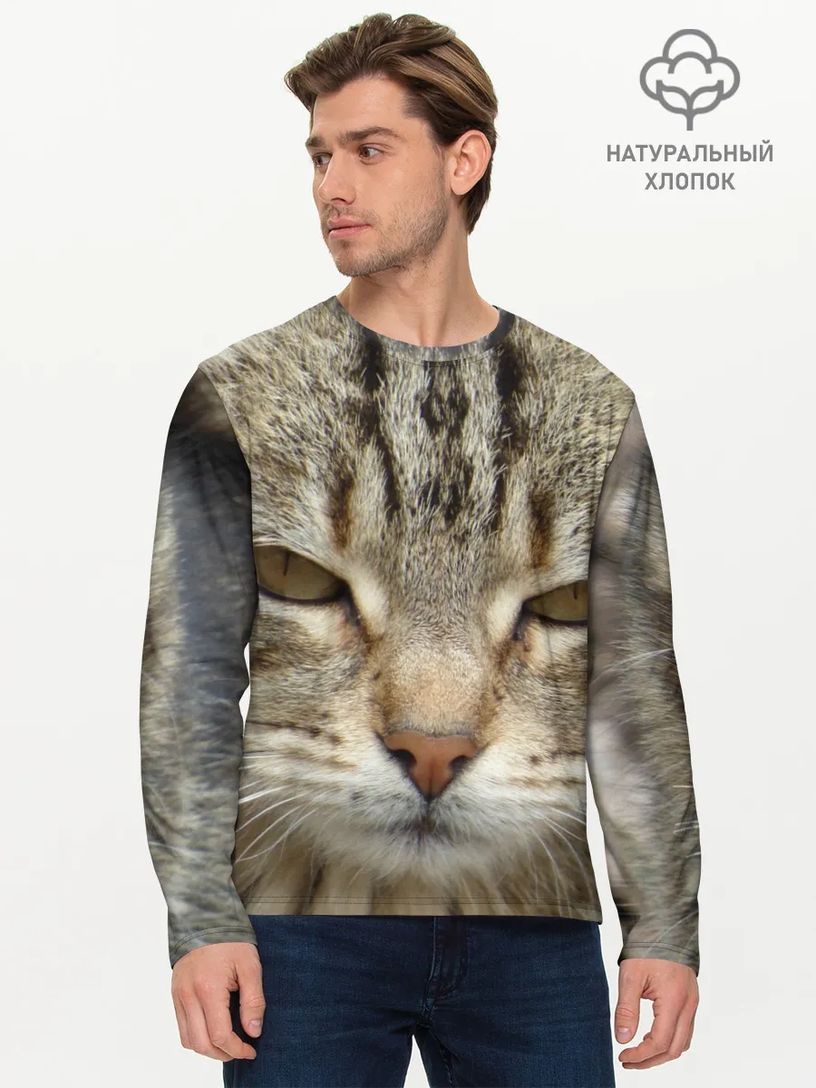 Мужской лонгслив базовый / Кот
