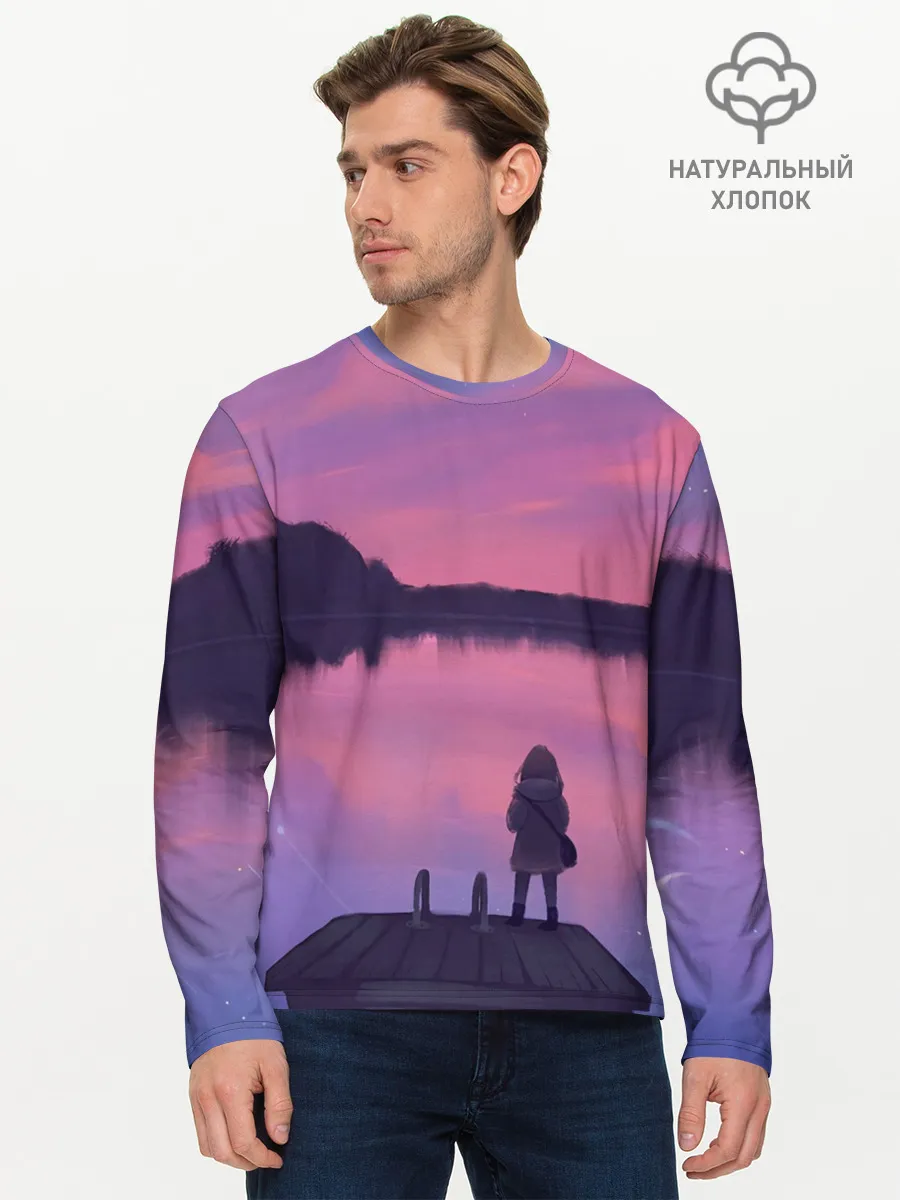 Мужской лонгслив базовый / Закат Солнце